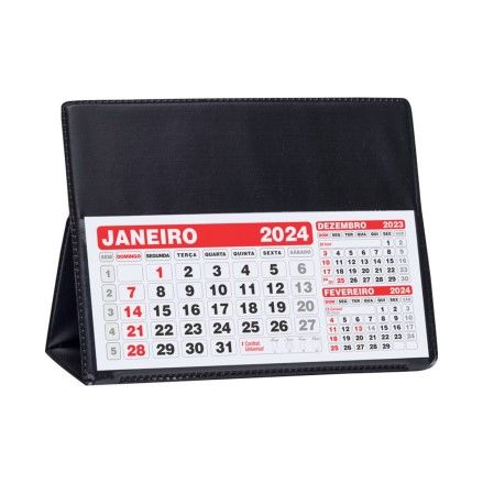 Calendário de Mesa Grande em PVC - PRETO