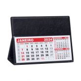 Calendário de Mesa Grande em Couro Ecológico - PRETO