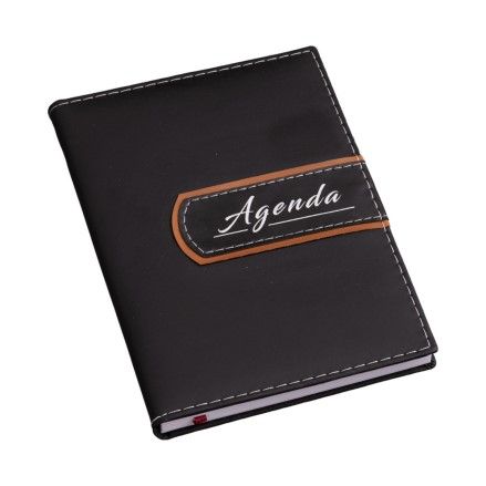 Agenda Luxo Preta com Detalhe Marrom