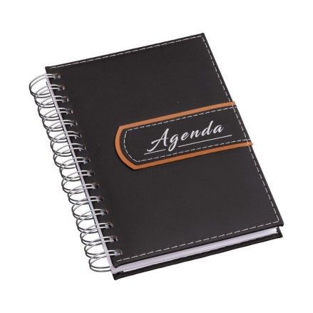 Agenda Wire-o Luxo Preta com Detalhe Marrom