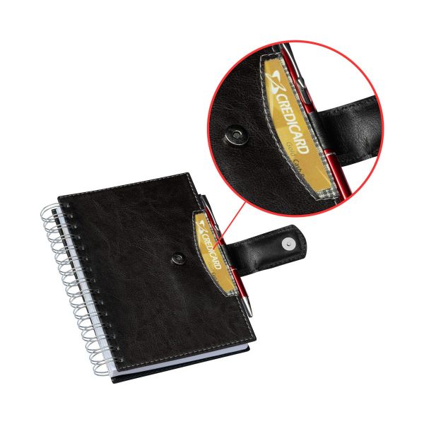 Planner Elite Preto Wire-o c/ Fecho de Imã + Sup. p/ Cartão e Caneta