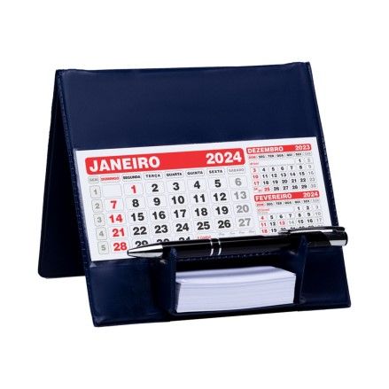 Calendário de Mesa com Suporte para Rascunho em PVC - AZUL