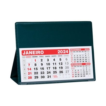 Calendário de Mesa Grande em PVC - VERDE